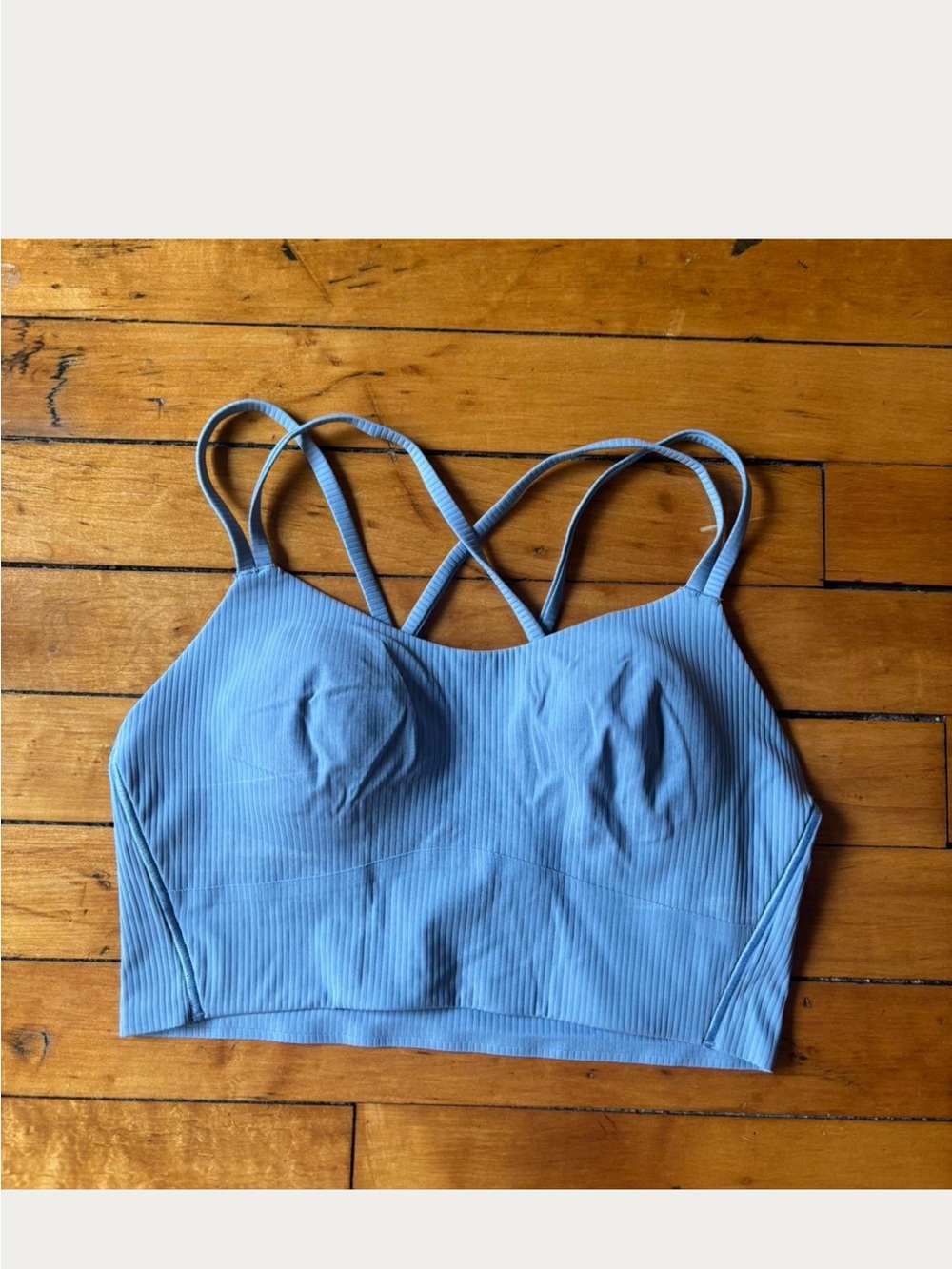 lululemon athletica Light Blue Ribbed Strappy Sports Bra
